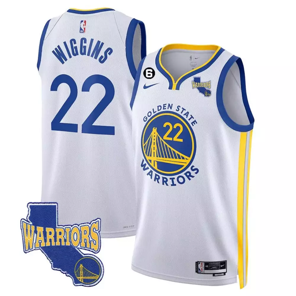 Andrew Wiggins Association White Men's Golden State Warriors 2023-24 California State Patch Jersey | Stitched | Fan Gear for Men, Women & Youth