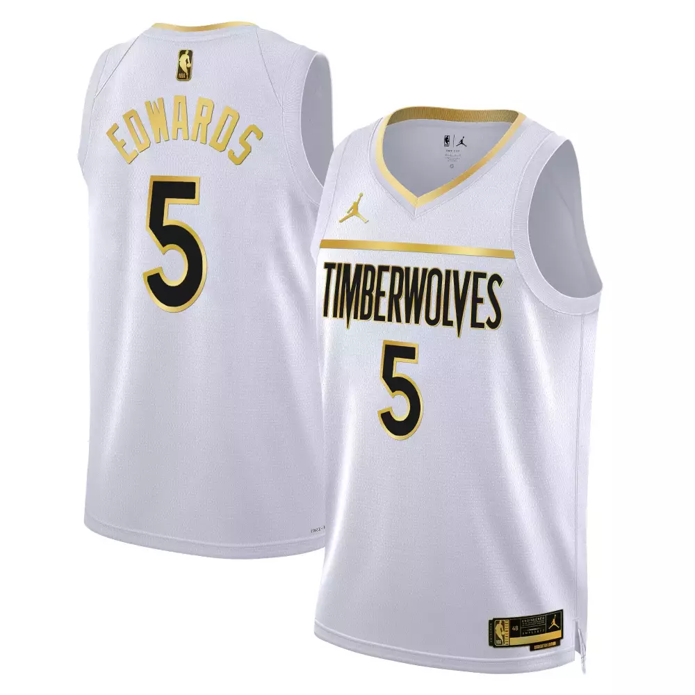 Anthony Edwards White Gold Swingman Jersey | Stitched Minnesota Timberwolves Fan Gear | For Men, Women & Youth