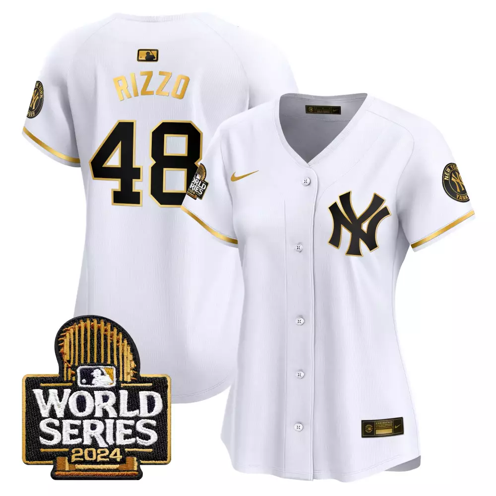 Rizzo Yankees 2024 World Series Jersey | White Gold Vapor Premier Limited Edition | Fan Gear for Men, Women & Youth