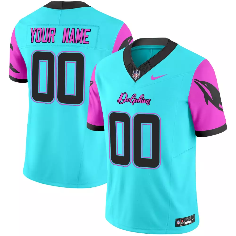 Youth Aqua Miami Dolphins Miami Vice Vapor Limited Custom Jersey V2 | Stylish Fan Gear for Game Day | For Youth