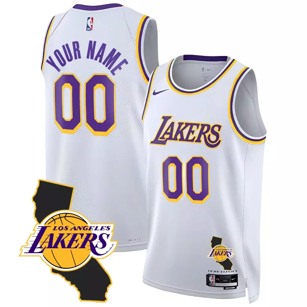 Association Custom Jersey | Los Angeles Lakers California Patch | All Stitched for Men, Women & Youth
