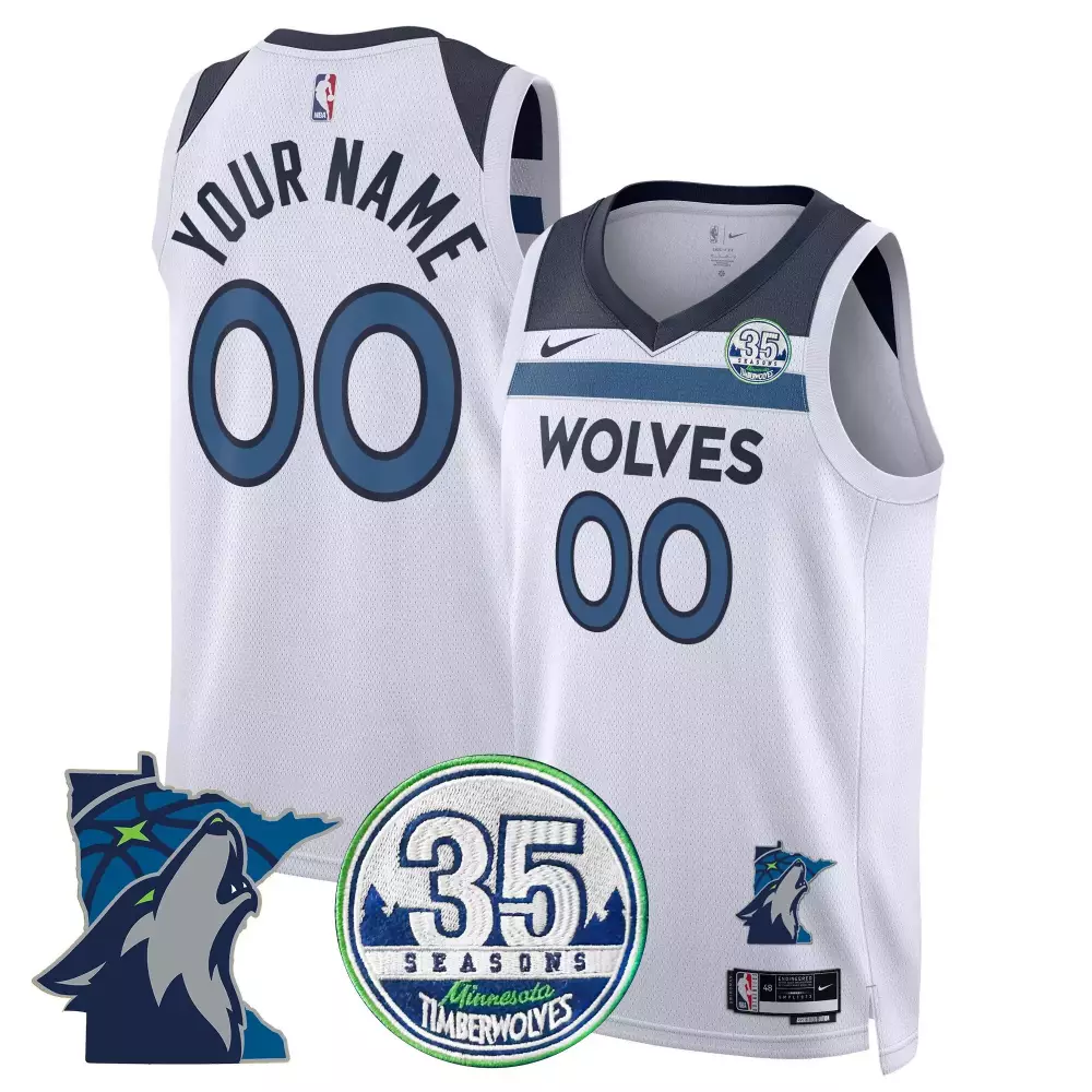 Youth Minnesota Timberwolves 35th Season Association Jersey | Stitched Custom Fan Gear | For Men, Women & Youth