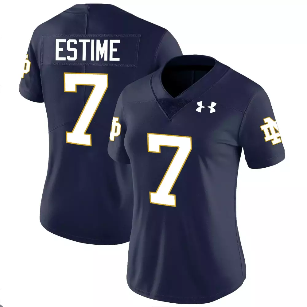 Audric Estime Navy Women's Notre Dame Fighting Irish Vapor Limited Jersey | All Stitched | Fan Gear for Women & Youth