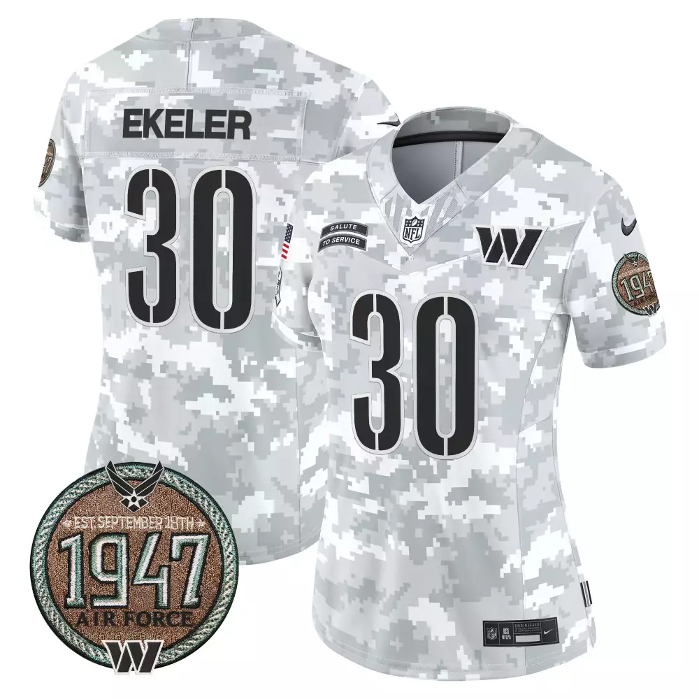 Austin Ekeler Air Force Women's Washington Commanders 2024 Salute to Service Jersey | Stitched Limited Edition | Fan Gear for Women, Men & Youth
