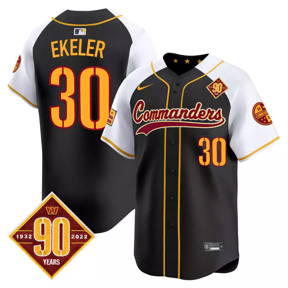 Austin Ekeler Black Alternate Men's Washington Commanders 90th Anniversary Vapor Premier Jersey | Stitched | For Men, Women & Youth