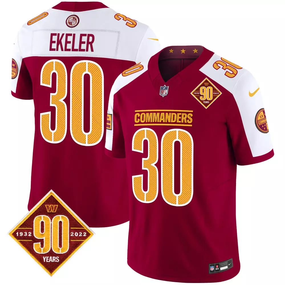 Austin Ekeler Burgundy Alternate Men's Vapor Limited Jersey | 90th Anniversary V4 | Washington Commanders Fan Gear | For Men, Women & Youth