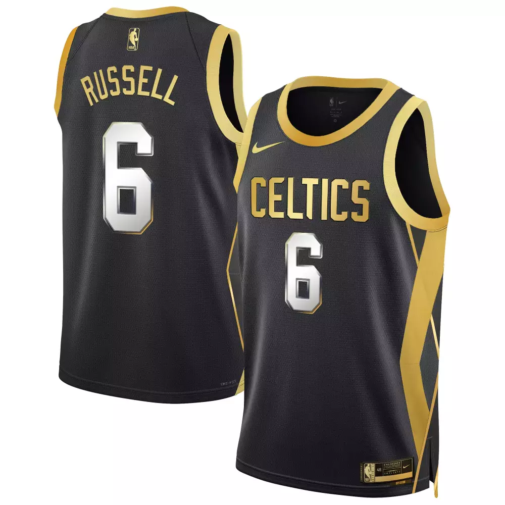 Bill Russell Boston Celtics 2024-25 City Edition Swingman Jersey | Black Gold | All Stitched Fan Gear | For Men, Women & Youth