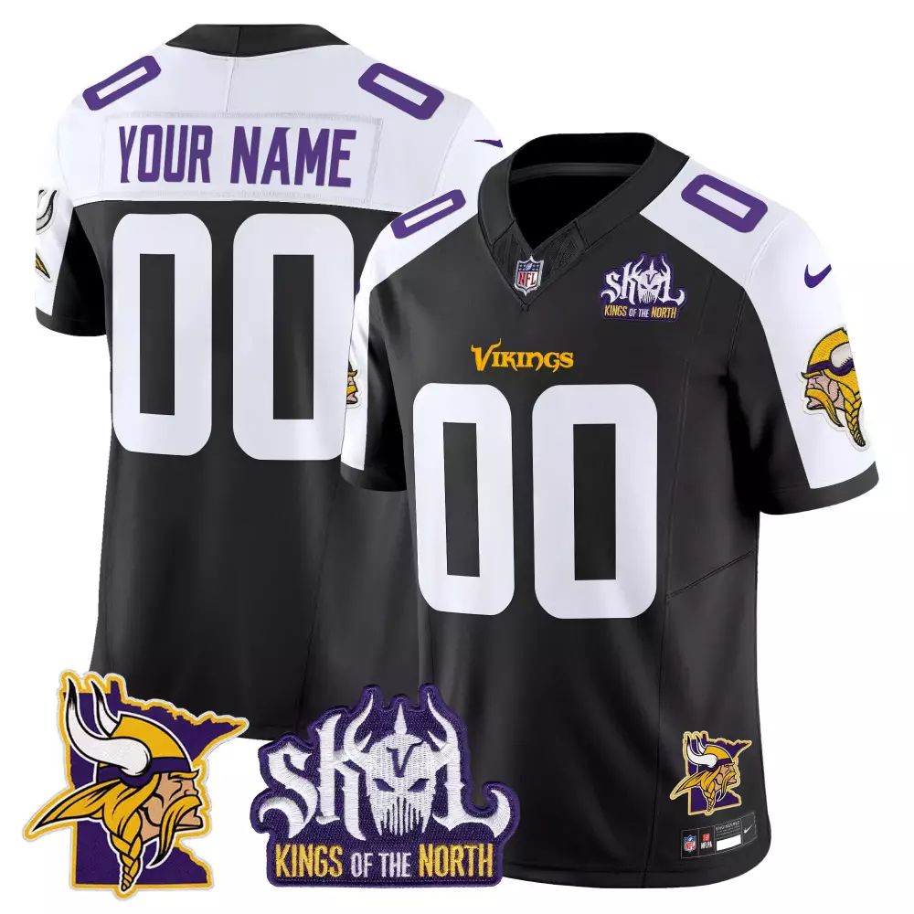 Minnesota Vikings Black Alternate 2024 Vapor Limited Custom Jersey V3 | Kings of the North Patch | All Stitched | Fan Gear for Men, Women & Youth