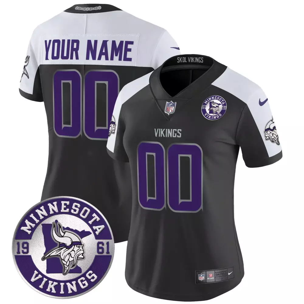 Minnesota Vikings Black Alternate 2024 Vapor Limited Custom Jersey | Est 1961 Patch | All Stitched | Fan Gear for Women