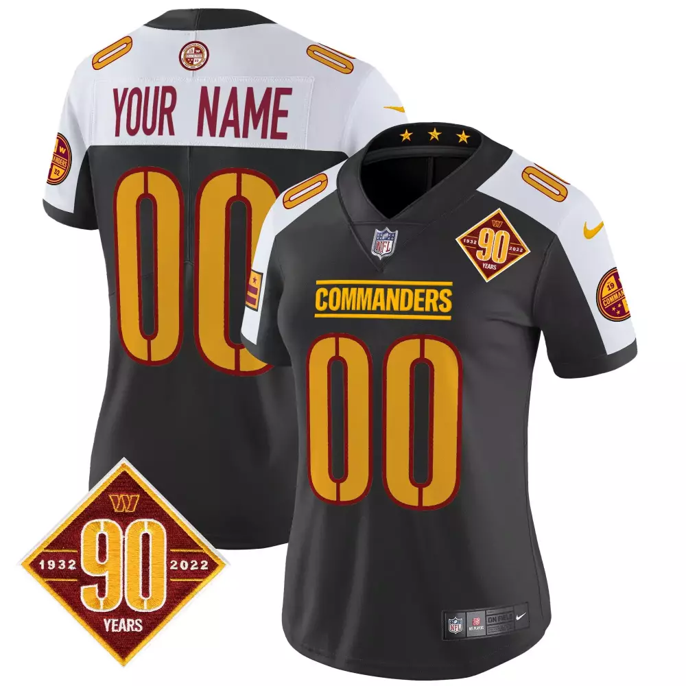 Washington Commanders Women's Black Alternate 90th Anniversary Vapor Limited Custom Jersey | Stitched Fan Gear | For Men, Women & Youth