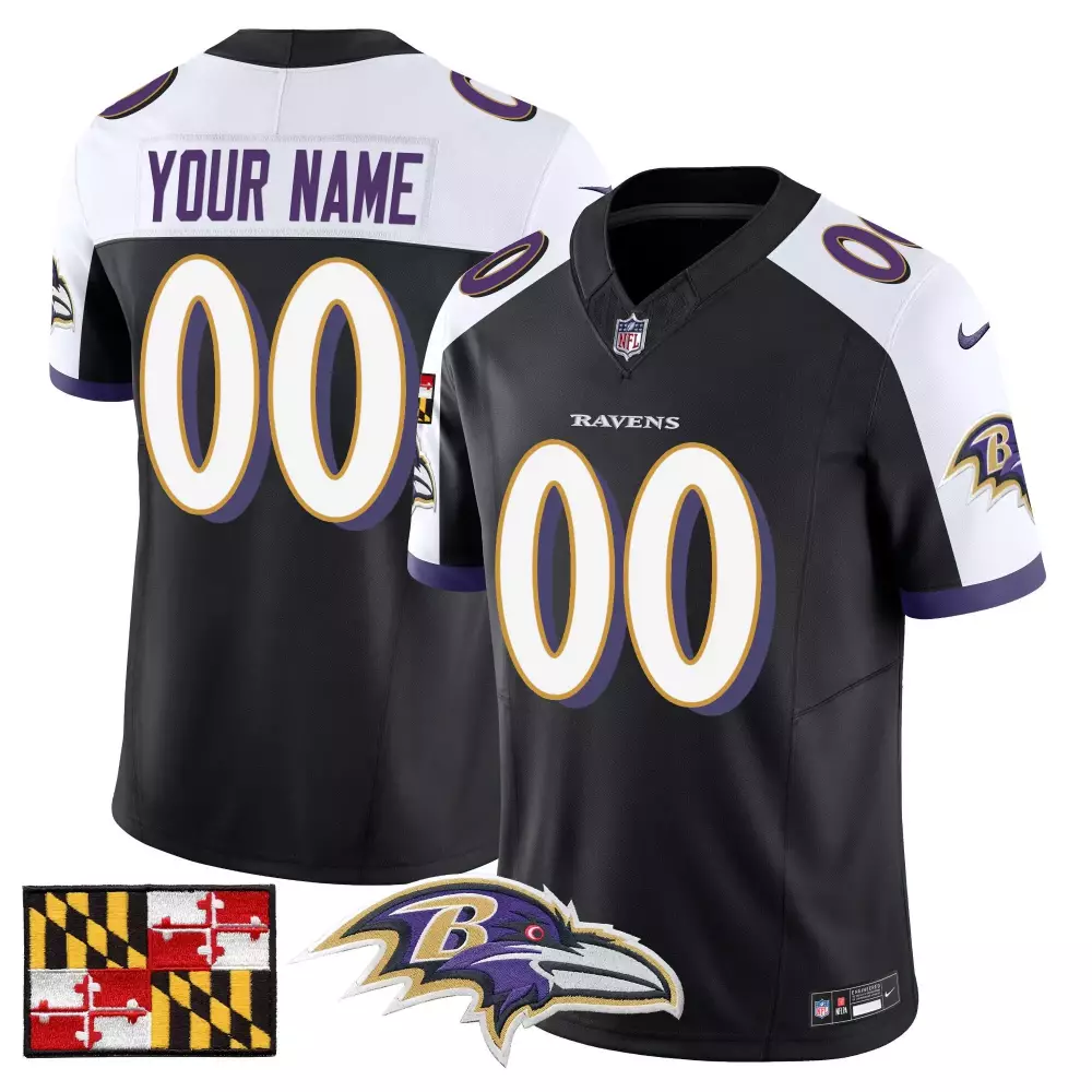 Baltimore Ravens 2024 Maryland Flag Black Alternate Youth Jersey | Vapor Limited Custom Edition | For Youth