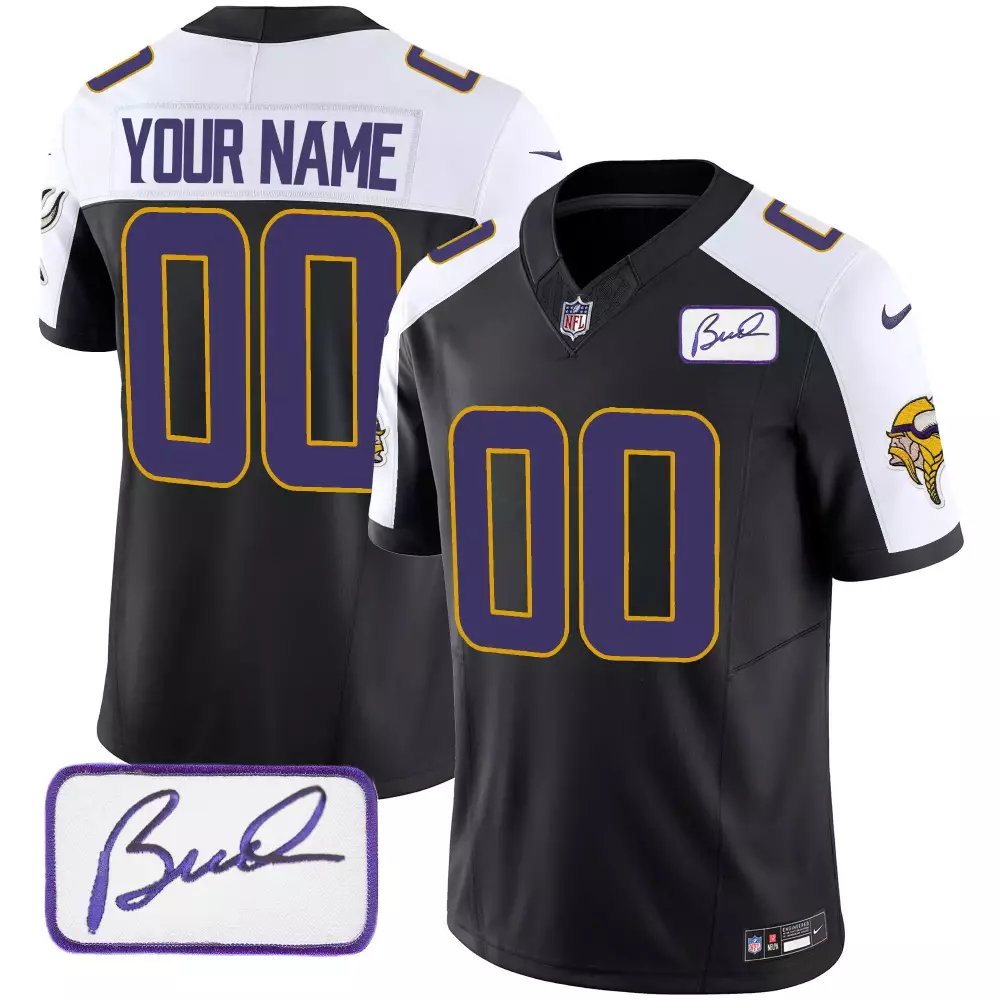 Minnesota Vikings Black Alternate Youth Custom Jersey V4 | Bud Grant Patch | Classic Limited | All Stitched | Fan Gear for Youth