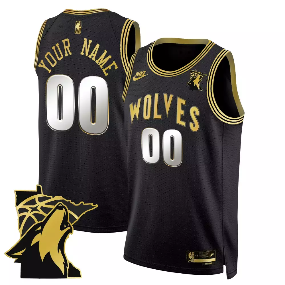Black Gold Men's Minnesota Timberwolves Swingman Custom Jersey V2 | Minnesota Patch | All Stitched | For Men, Women & Youth