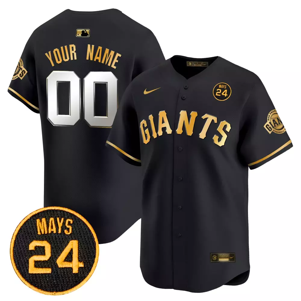 Black Gold Men's San Francisco Giants 2024 Willie Mays Patch Vapor Premier Limited Custom Jersey V3 | For Men, Women & Youth
