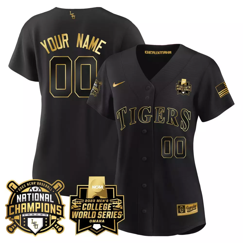 Black Gold Women's LSU Tigers 2023 National Champions Gold Cool Custom Jersey V3 | All Stitched | Fan Gear for Men, Women & Youth