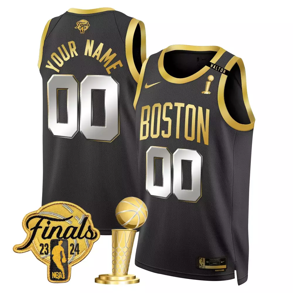 Youth Boston Celtics 2024 Final Champions Patch Black Gold Swingman Jersey V2 | Custom Stitched Fan Gear | For Men, Women & Youth