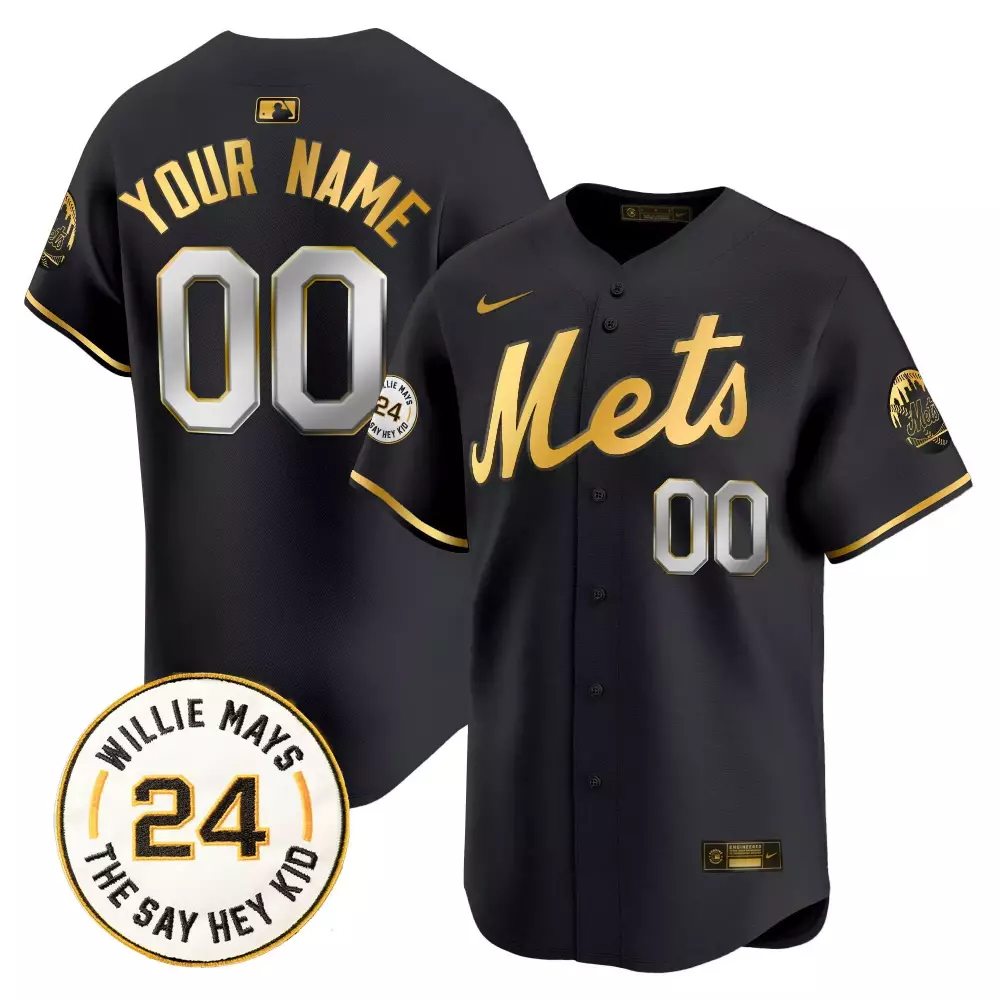 Willie Mays Youth New York Mets Black Gold Vapor Premier Jersey | Custom Stitched Limited Edition | Fan Gear for Men, Women & Youth