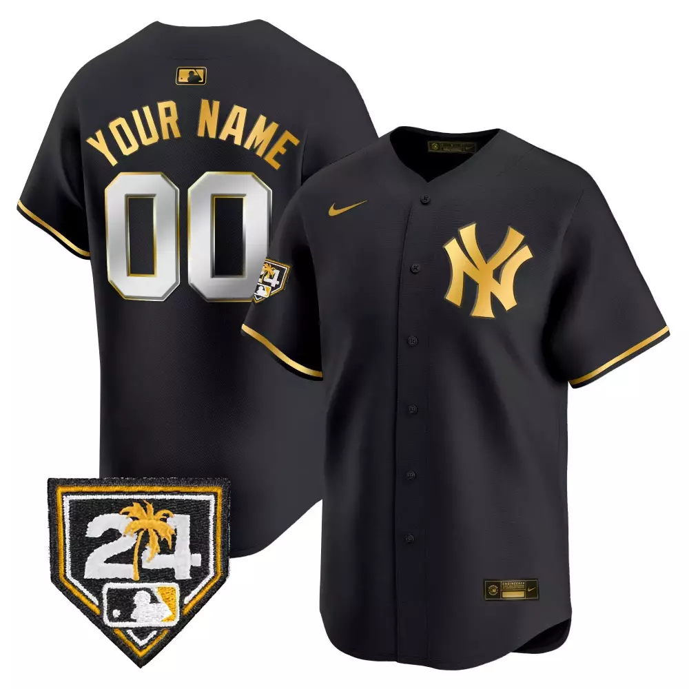 Spring Training Patch Black Gold Yankees Vapor Premier Limited Jersey | Stitched Fan Gear for Youth | For Men, Women & Youth