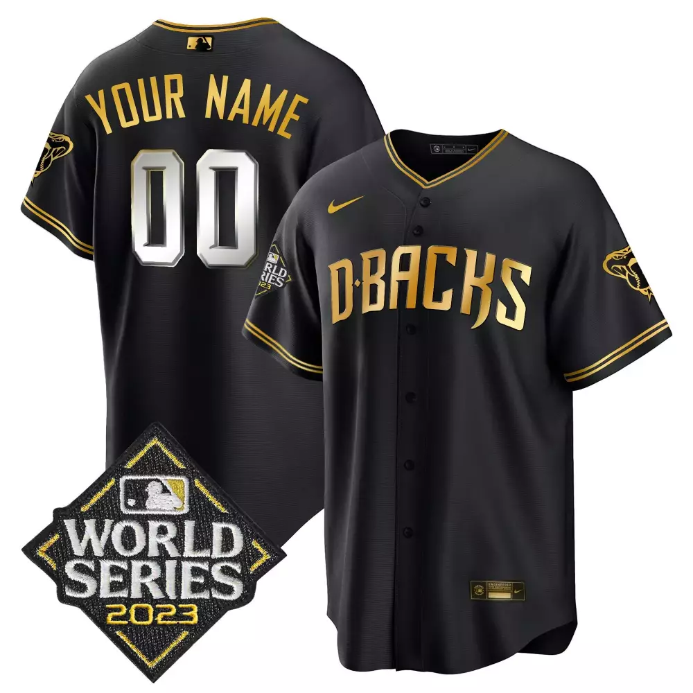 Arizona Diamondbacks 2023 World Series Black Limited Edition Jersey | Gold Custom Stitched | Fan Gear for Men, Women & Youth