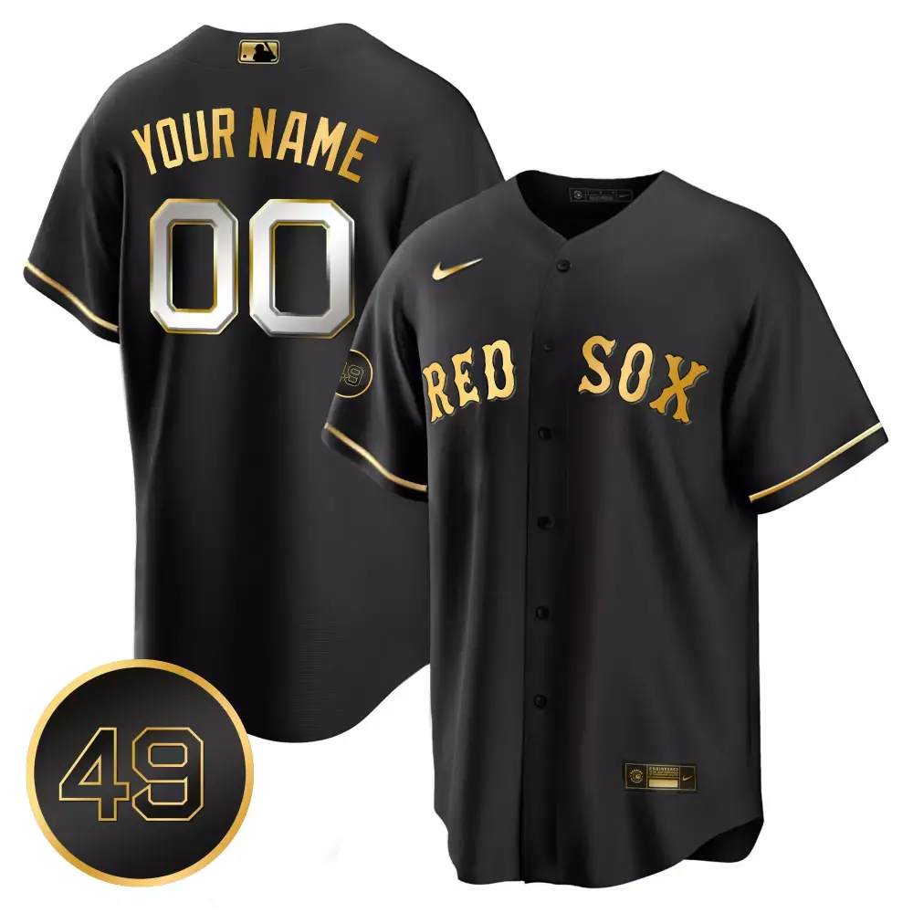 Black Limited Boston Red Sox 49 Tim Wakefield Patch Cool Base Custom Jersey | Stitched Fan Gear | For Men, Women & Youth