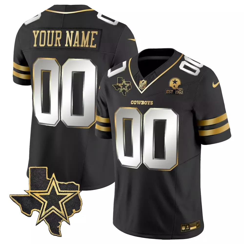 Black Limited Men's Dallas Cowboys Vapor Gold Custom Jersey V2 | Stitched Fan Gear | For Men, Women & Youth