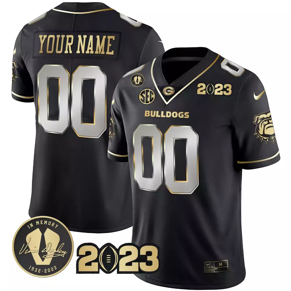 Black Limited Georgia Bulldogs 2023 Champions Jersey | Gold Custom Stitched | Fan Gear for Men, Women & Youth