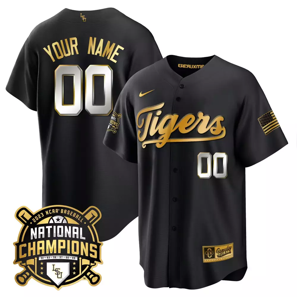 LSU Tigers 2023 National Champions Black Limited Jersey V2 | Gold Stitched Custom Design | Fan Gear for Men, Women & Youth