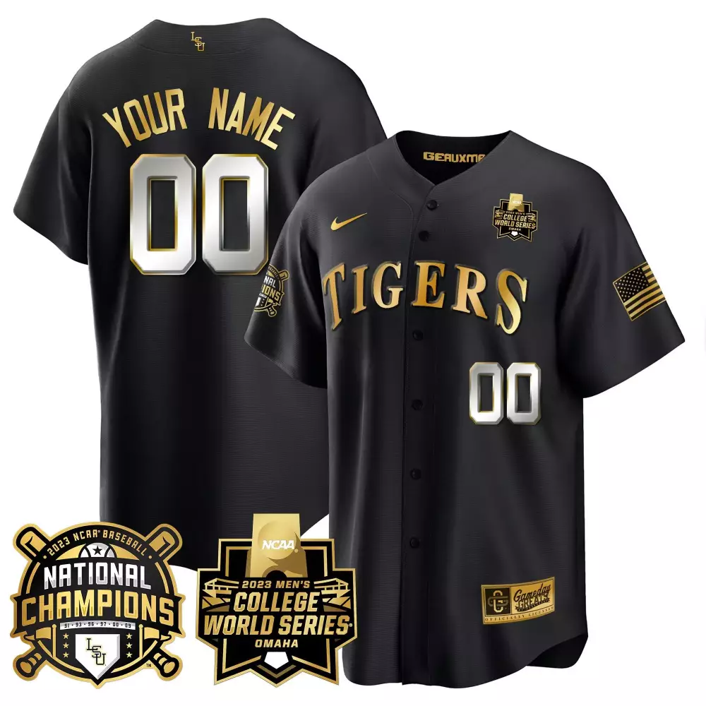 LSU Tigers 2023 National Champions Black Limited Jersey V3 for Youth | Gold Stitched Custom Design | Fan Gear for Game Day