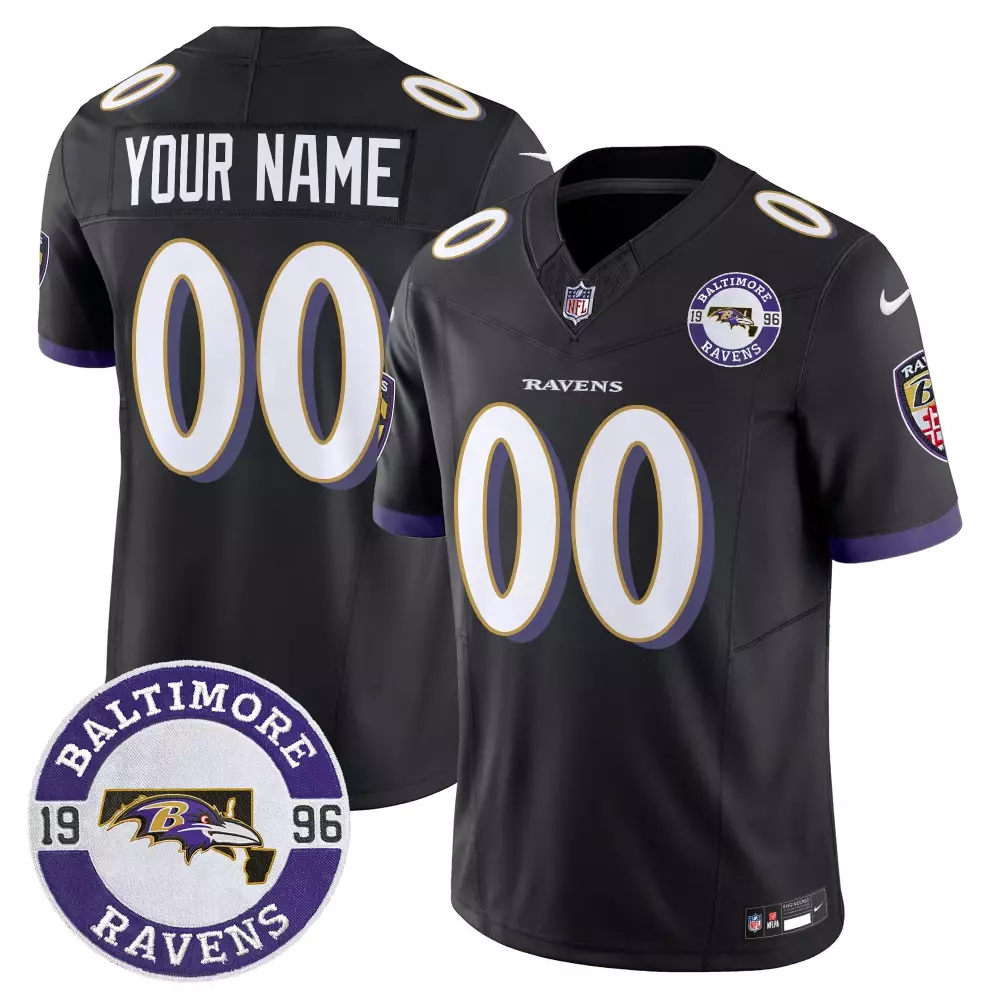 Baltimore Ravens 2024 Vapor Limited Jersey with Est 1996 Patch | Stitched Black Custom Design | Fan Gear for Men, Women & Youth