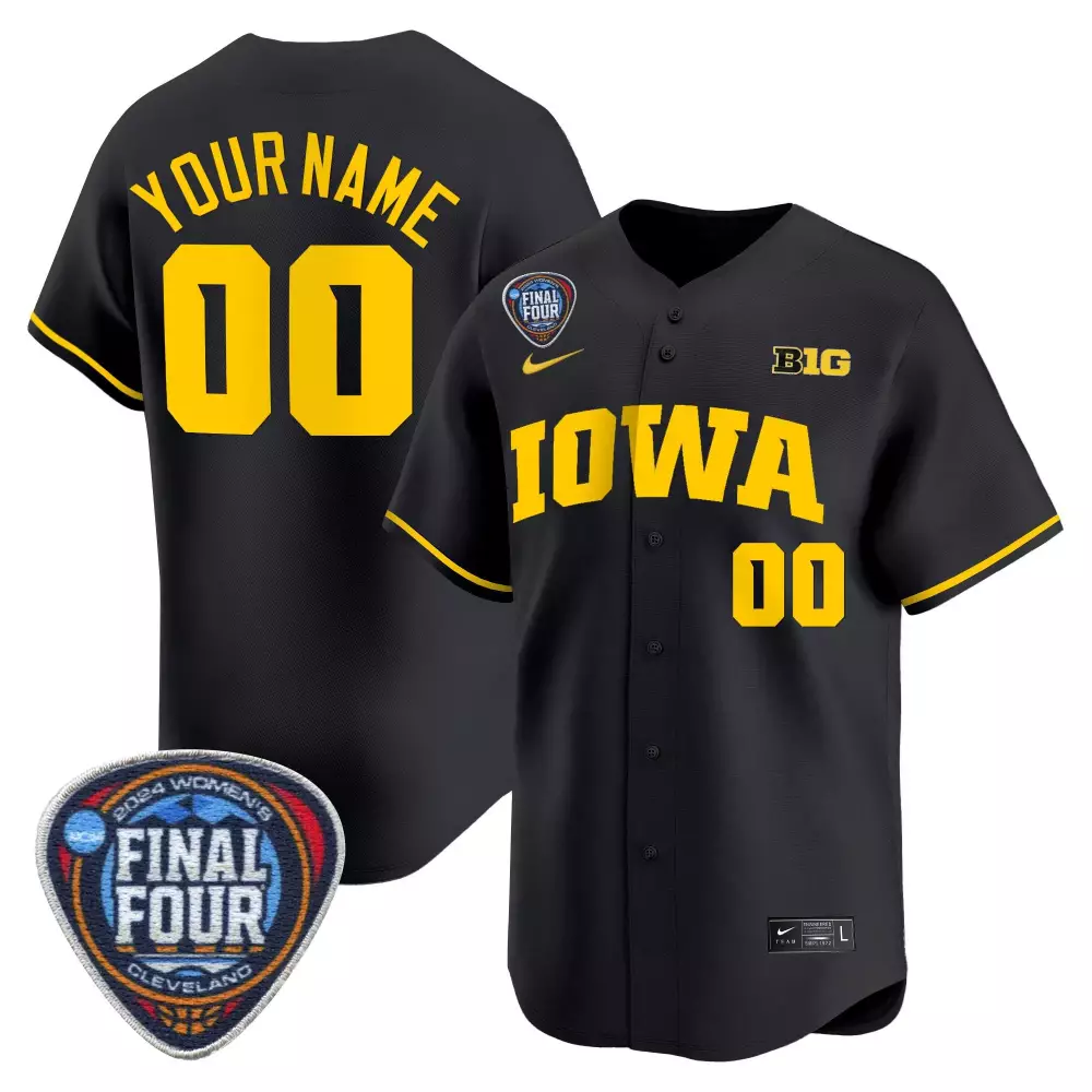 Iowa Hawkeyes 2024 Final Four Custom Jersey | Black Stitched Baseball Fan Gear | For Men, Women & Youth