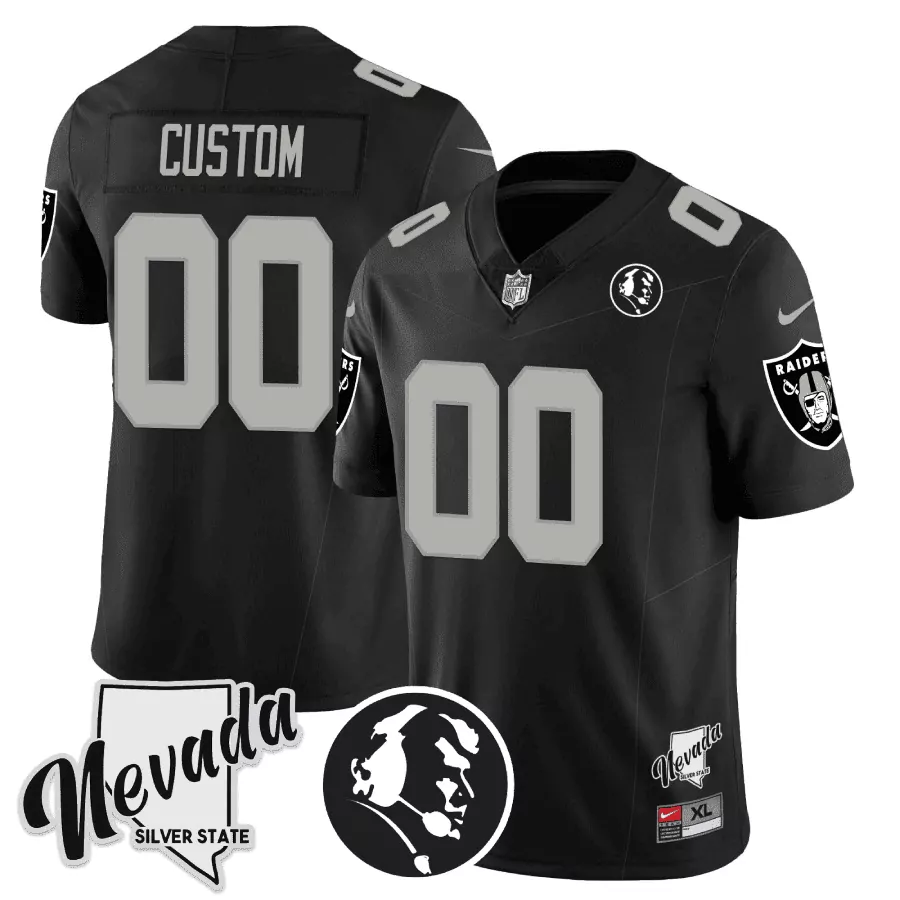 John Madden Honoring Nevada Silver State Patch Vapor Custom Jersey | All Stitched | For Men, Women & Youth