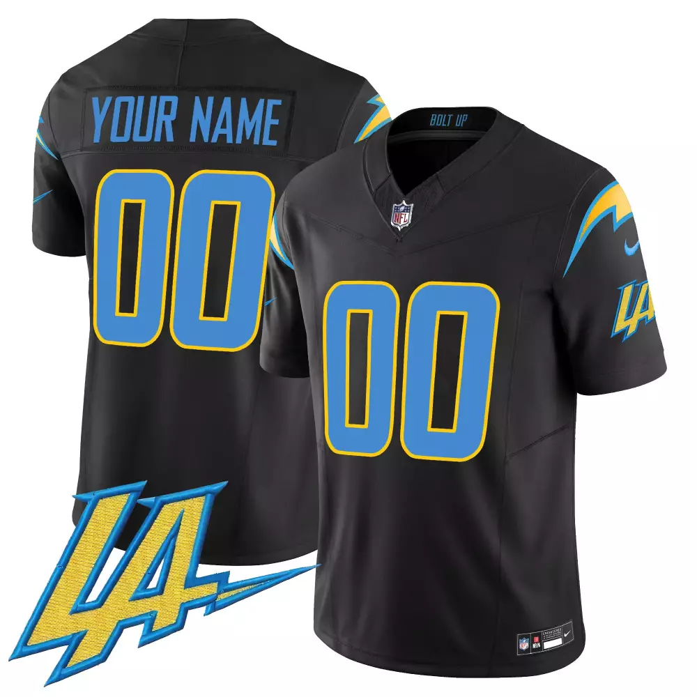 Black Men's Los Angeles Chargers Vapor Limited Custom Jersey V2 | All Stitched | Fan Gear for Men, Women & Youth
