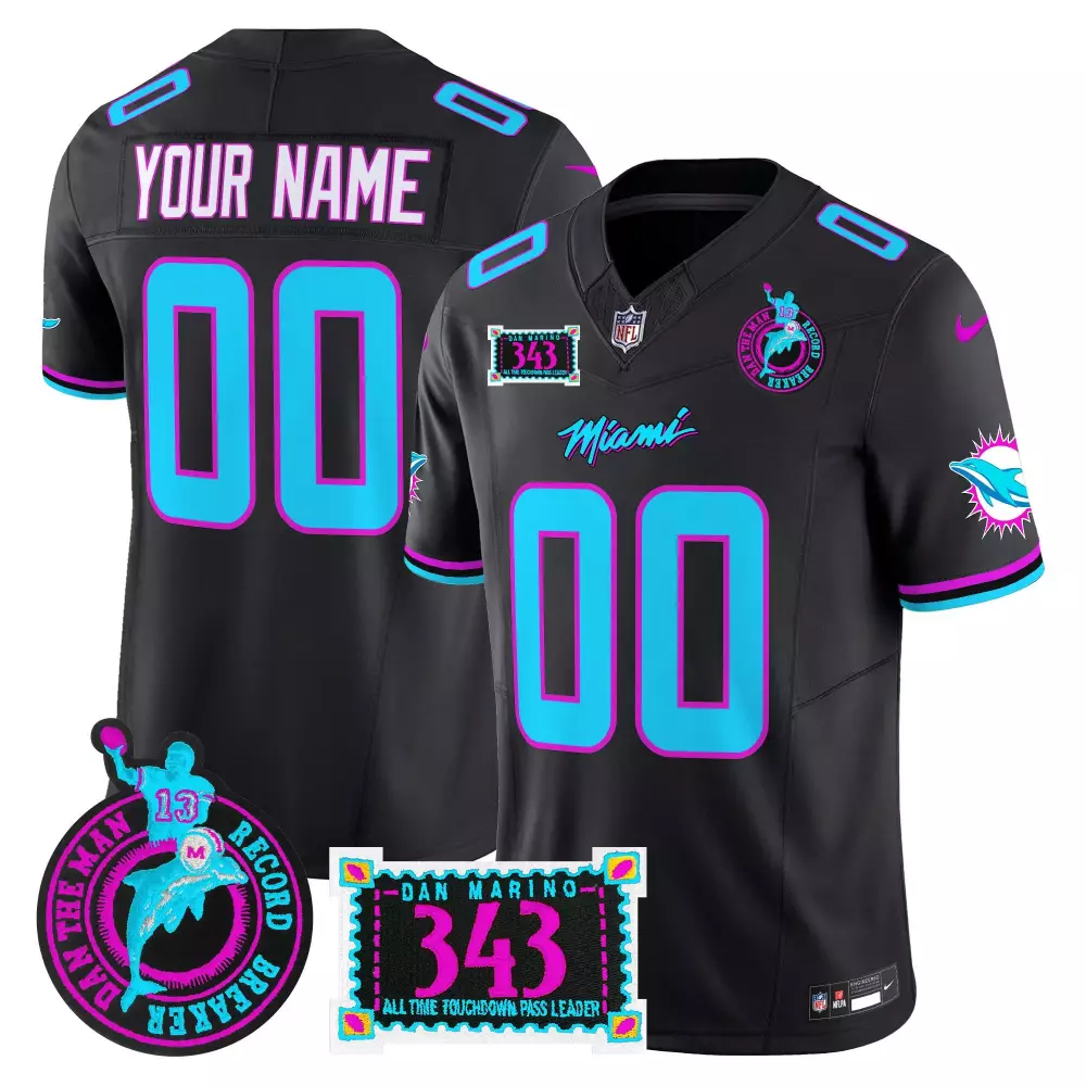 Miami Dolphins Black Men's Dan the Man Record Breaker Jersey | All Stitched Vapor Limited | For Men, Women & Youth