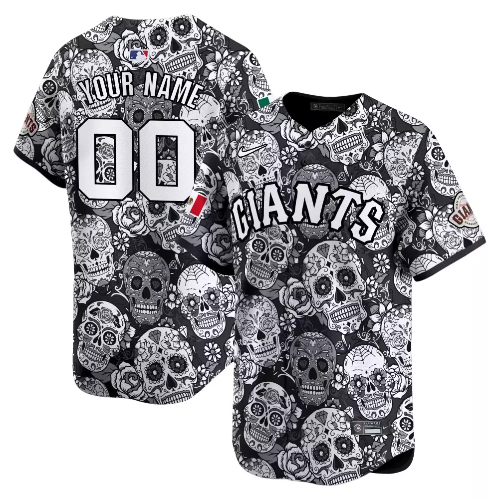 Sugar Skull Mexico San Francisco Giants Black Jersey | Premier Custom Stitched | Fan Gear for Men, Women & Youth