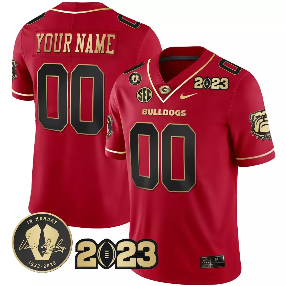 Black Red Georgia Bulldogs 2023 Champions V2 Custom Jersey | Stitched Design for Youth | Limited Edition Fan Gear
