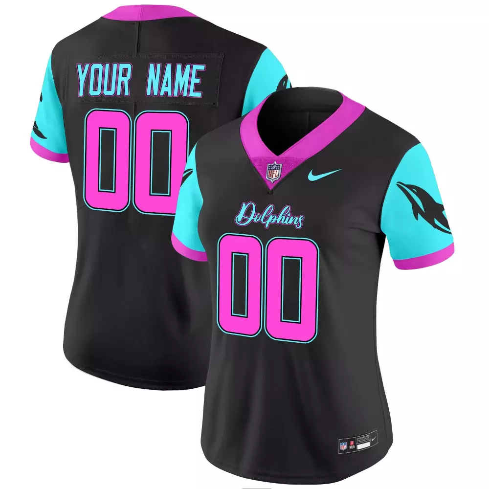 Miami Dolphins Black Women's Miami Vice Jersey | All Stitched Vapor Limited | For Women, Men & Youth