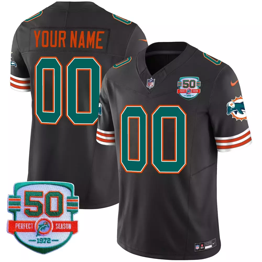 Miami Dolphins Black Women's Throwback Vapor Custom Jersey | All Stitched | Game Day Fan Gear | For Men, Women & Youth