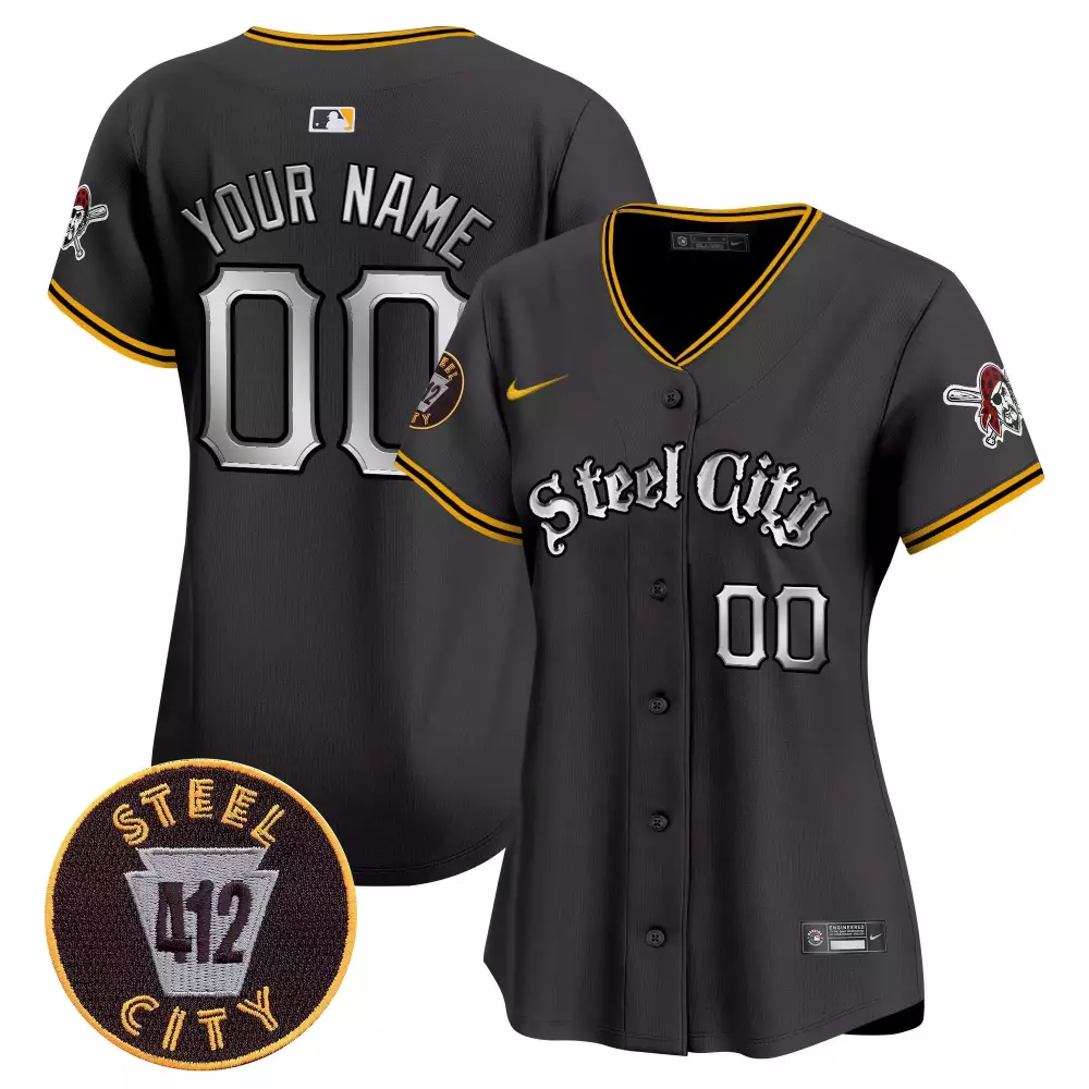 Black Pittsburgh Pirates 412 Patch Vapor Premier Custom Jersey V2 for Women | Limited Edition Stitched | Fan Gear for All
