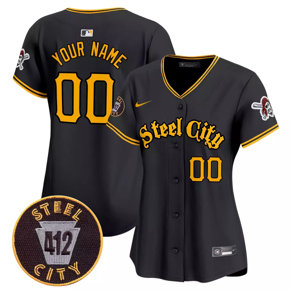 Pittsburgh Pirates Women's Black 412 Patch Vapor Premier Limited Jersey V5 | All Stitched Custom Gear | For Men, Women & Youth
