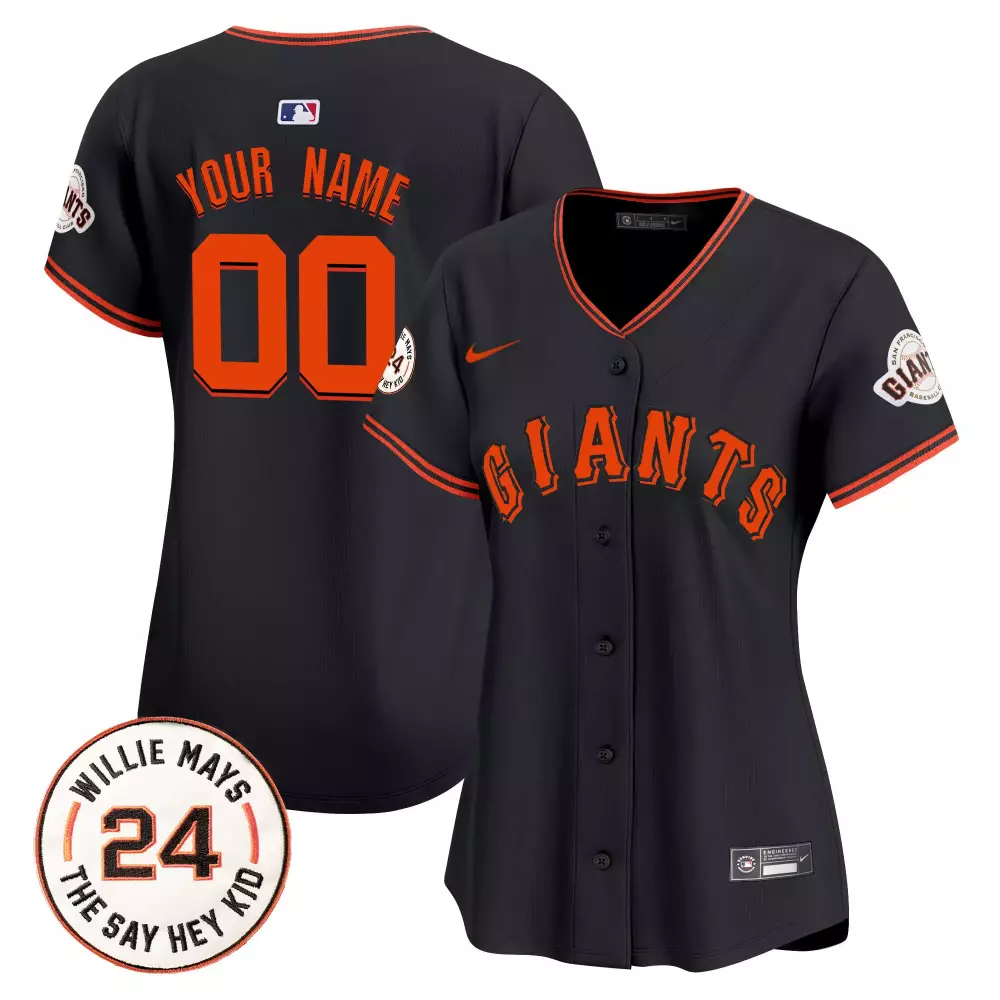 Willie Mays San Francisco Giants 2024 Black Women Jersey | Premier Custom Stitched | Fan Gear for Game Day | For Men, Women & Youth