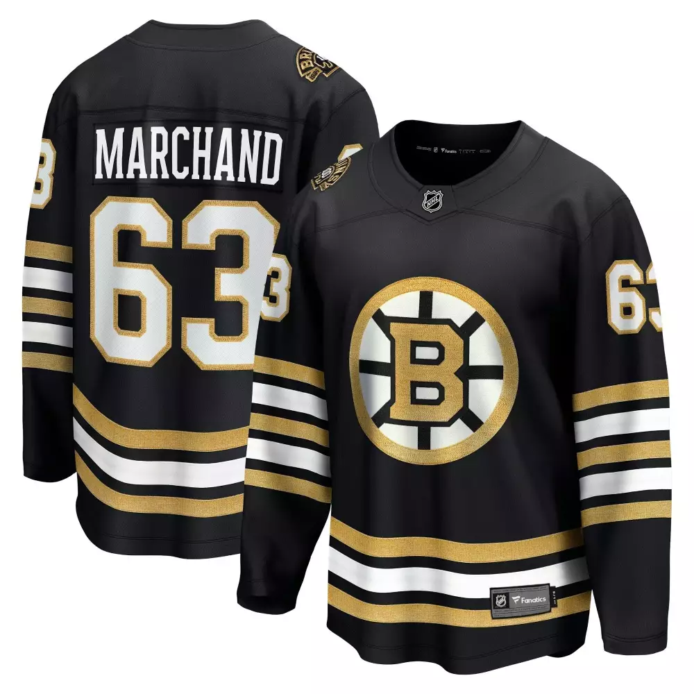 Youth Brad Marchand Boston Bruins 100th Anniversary Premier Breakaway Jersey | All Stitched | Fan Gear for Men, Women & Youth