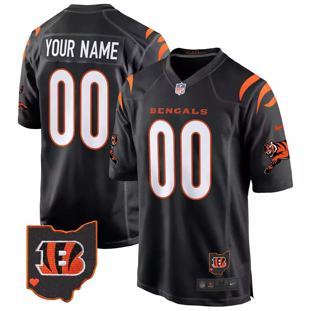 Cincinnati Bengals Youth Black 2024 Game Custom Jersey | All Stitched Fan Gear | For Men, Women & Youth