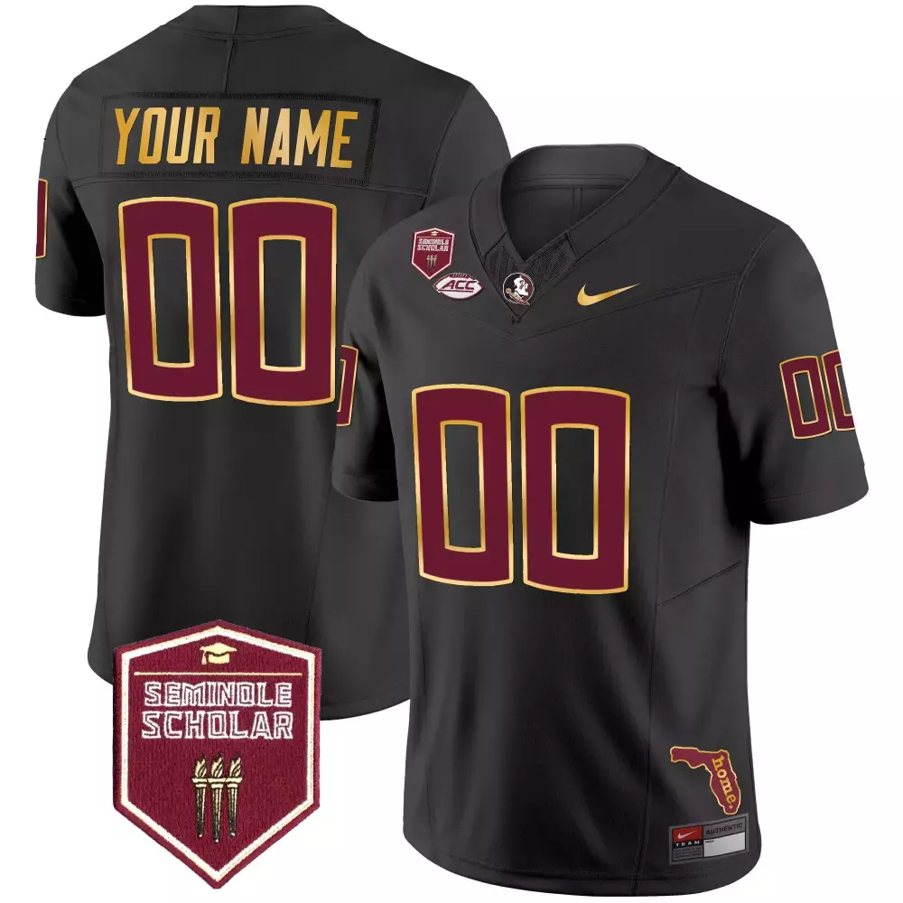 Florida State Seminoles Gold Trim Black Vapor Jersey | Custom Stitched Fan Gear for Youth | For Men, Women & Youth