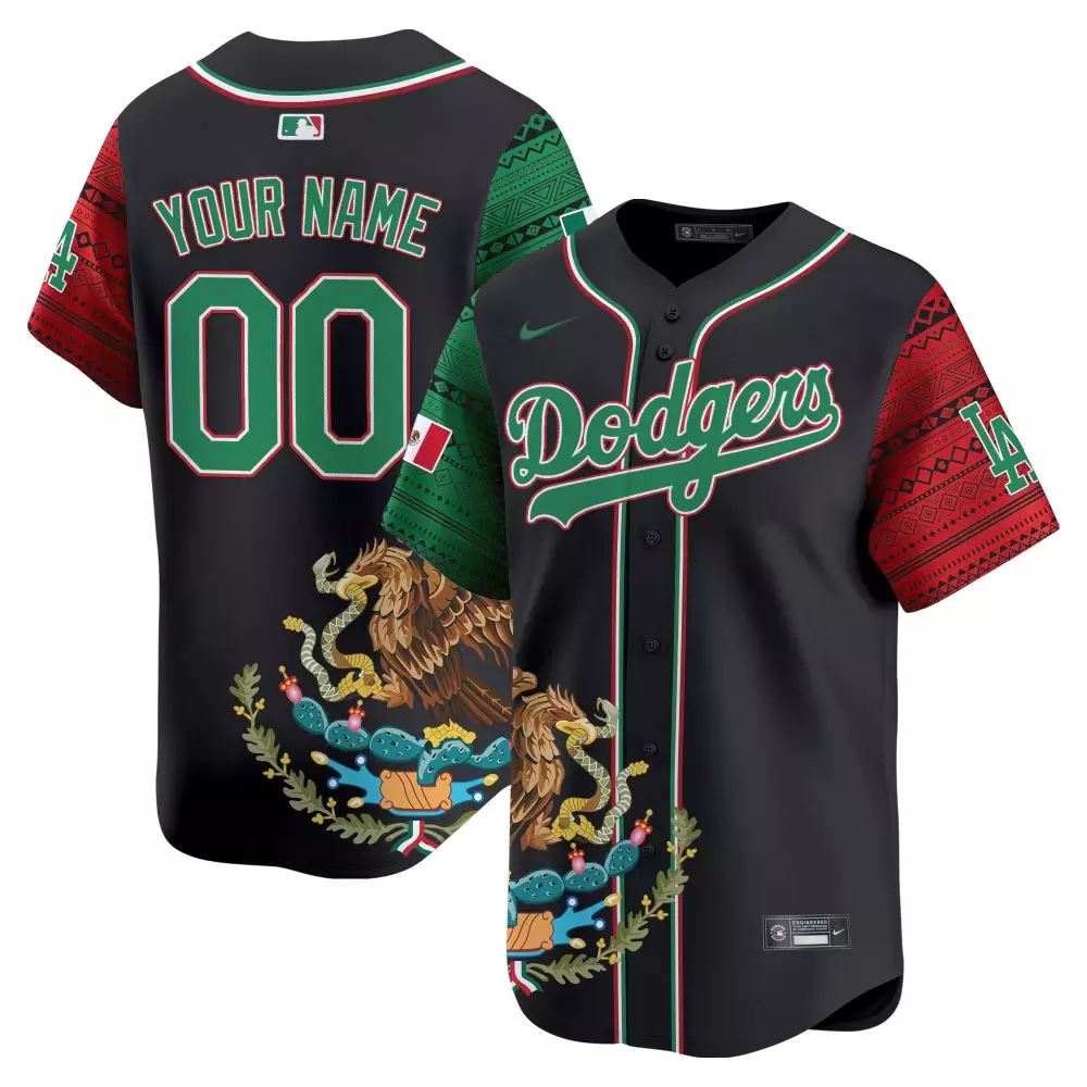 Aztec Mexico Vapor Limited Custom Jersey | Black Youth Los Angeles Dodgers | Printed Design | For Men, Women & Youth