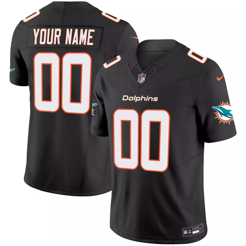 Miami Dolphins Black Youth Vapor Limited Custom Jersey V2 | All Stitched | Limited Edition Fan Gear | For Men, Women & Youth