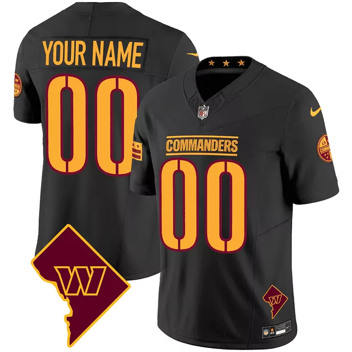 Washington Commanders Black Youth Custom Jersey | Washington DC Map Patch | Stitched Design | For Men, Women & Youth