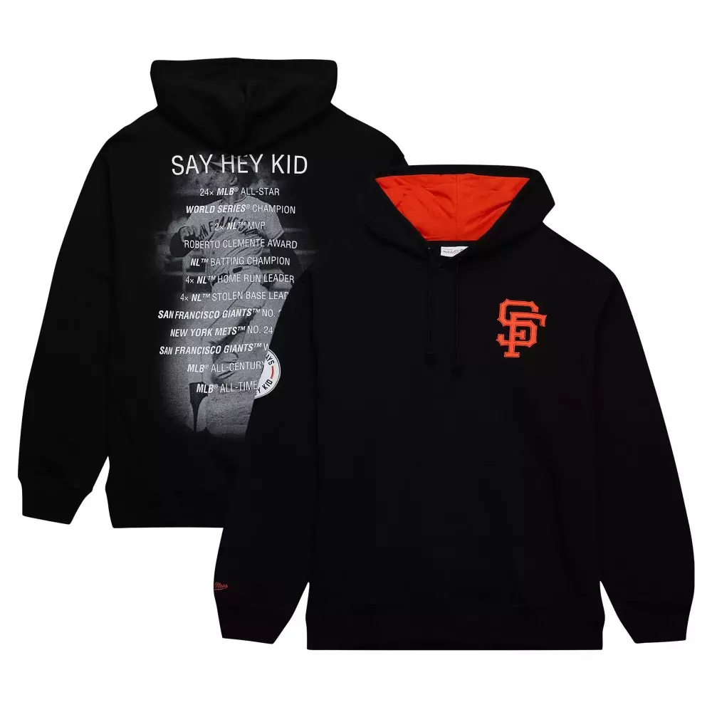 Willie Mays San Francisco Giants Black Vintage Hoodie | Stitched Mitchell Ness | Fan Gear for Youth | For Game Day