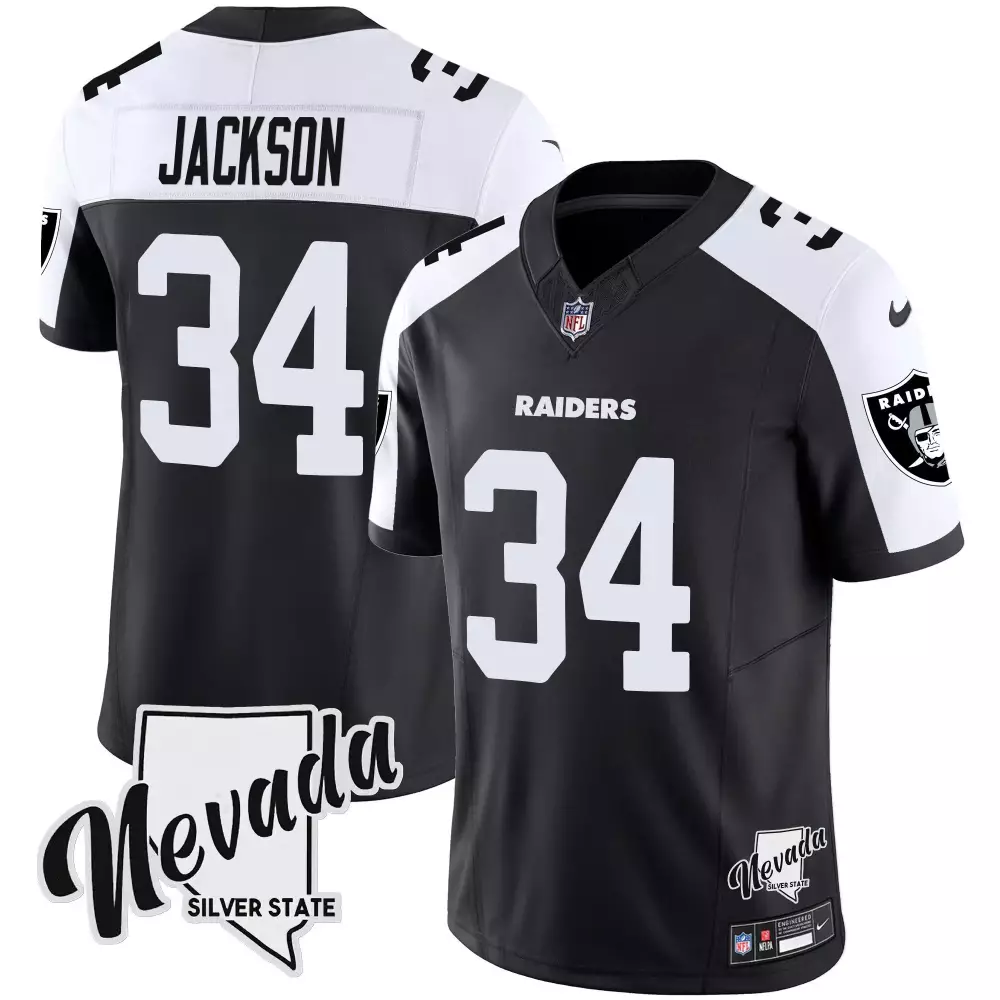 Bo Jackson Las Vegas Raiders Men's Black Alternate Nevada Silver State Patch Vapor Jersey V2 | Stitched Fan Gear | For Men, Women & Youth