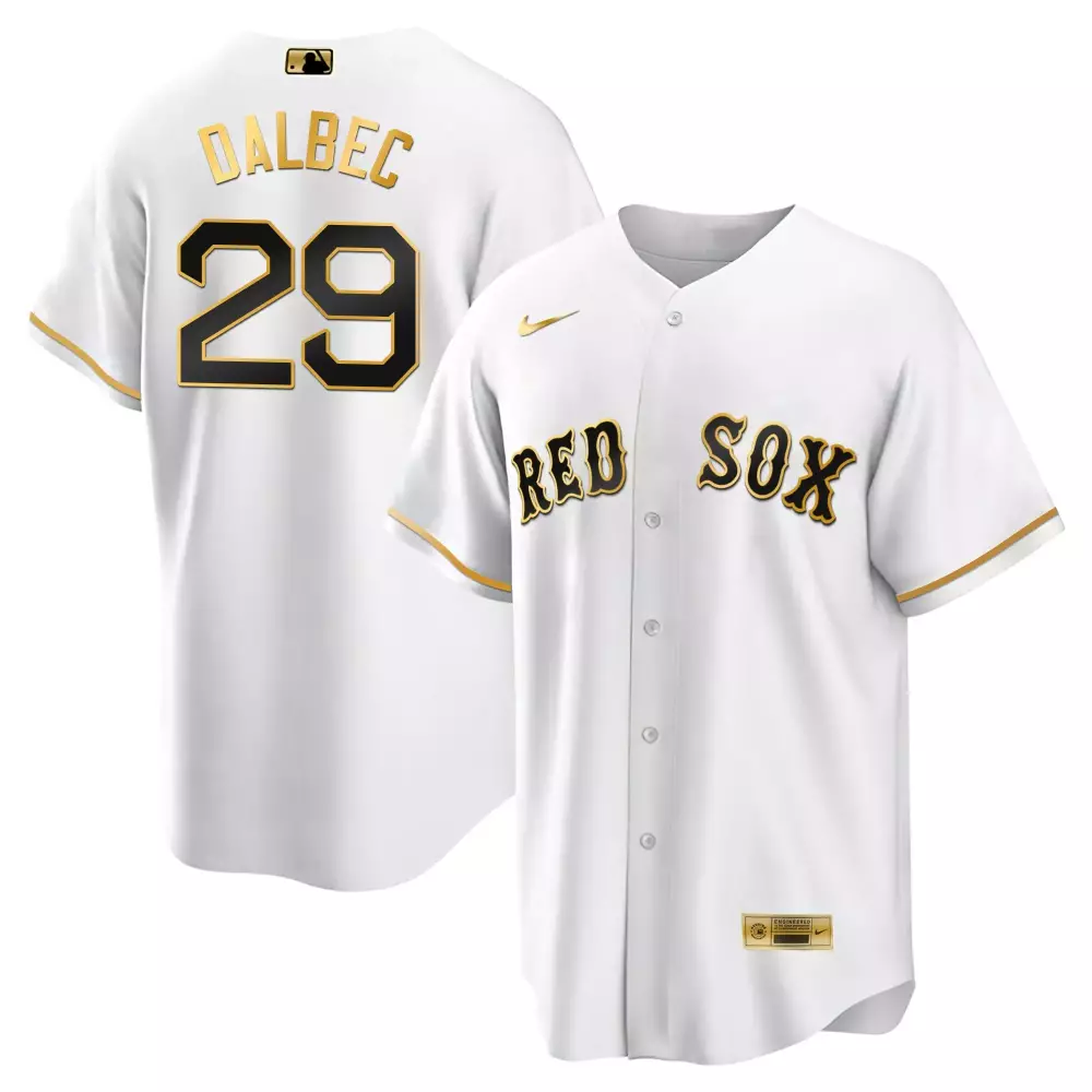 Bobby Dalbec Cool White Gold Limited Edition Jersey | Stitched Boston Red Sox Fan Gear | For Men, Women & Youth