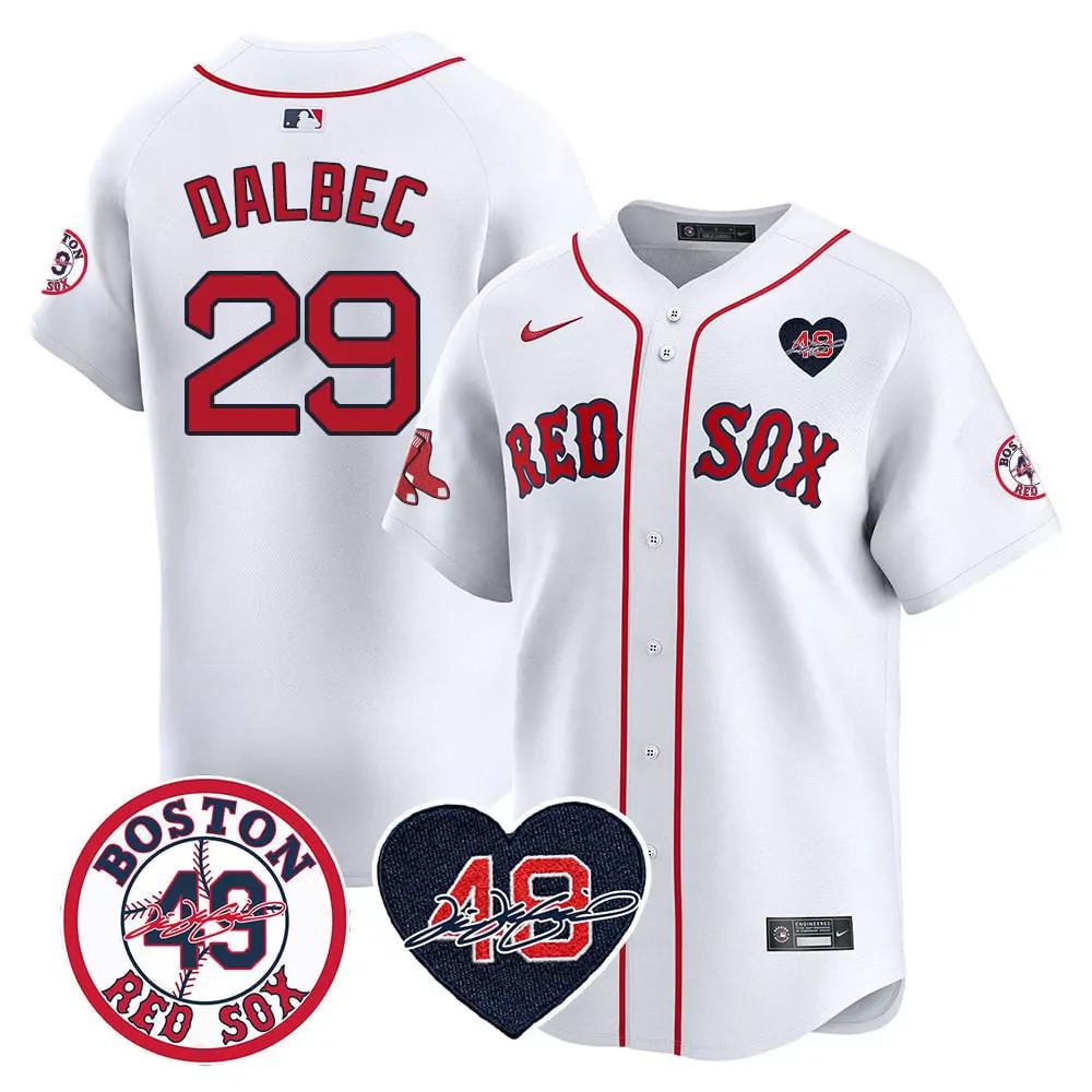 Bobby Dalbec Men's White Vapor Premier Limited Jersey | Tim Wakefield Memorial Patch | All Stitched Fan Gear | For Men, Women & Youth